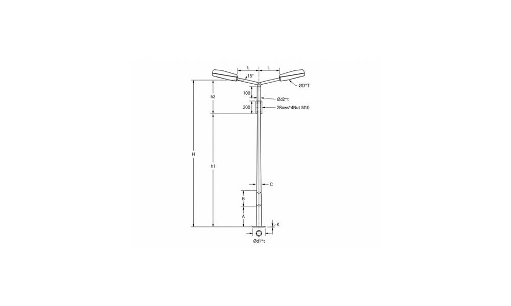 Round Street Lighting Poles With Angled Bracket
