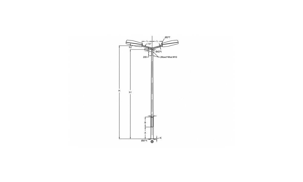 Round Street Lighting Poles With Curved Bracket